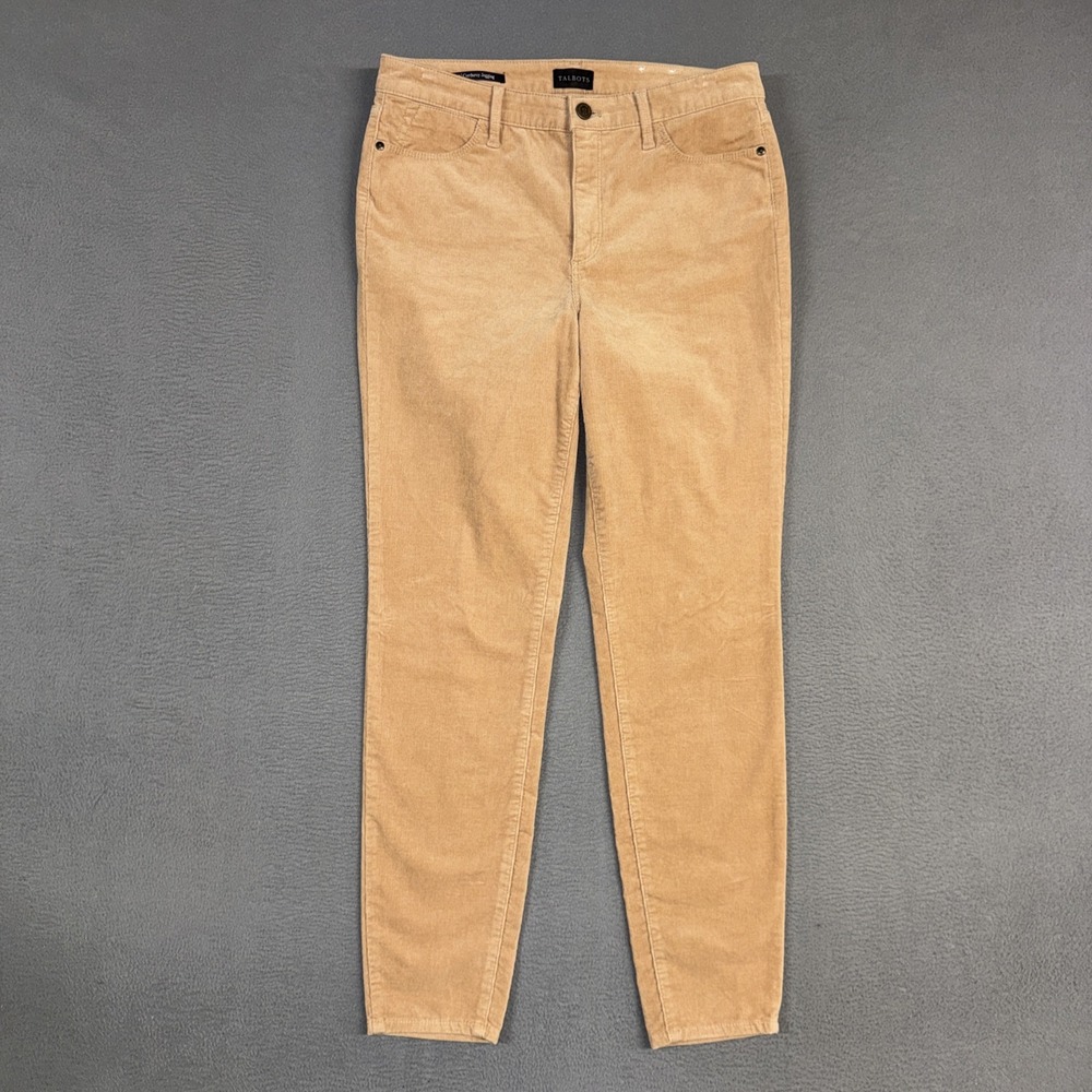 Talbots Pants Womens 8 Brown Jegging Ankle Stretch Corduroy Flat Front Cotton